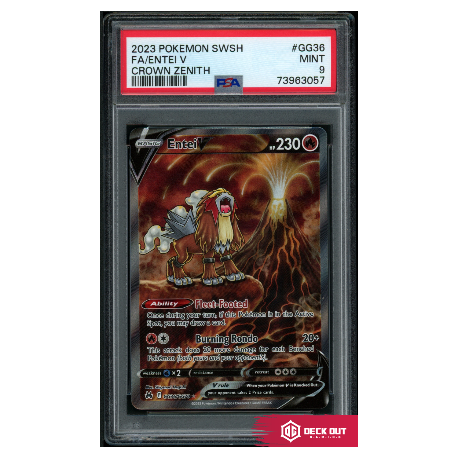 Entei V - Crown Zenith - GG36 - PSA 9 - 73963057 - Deck Out Gaming