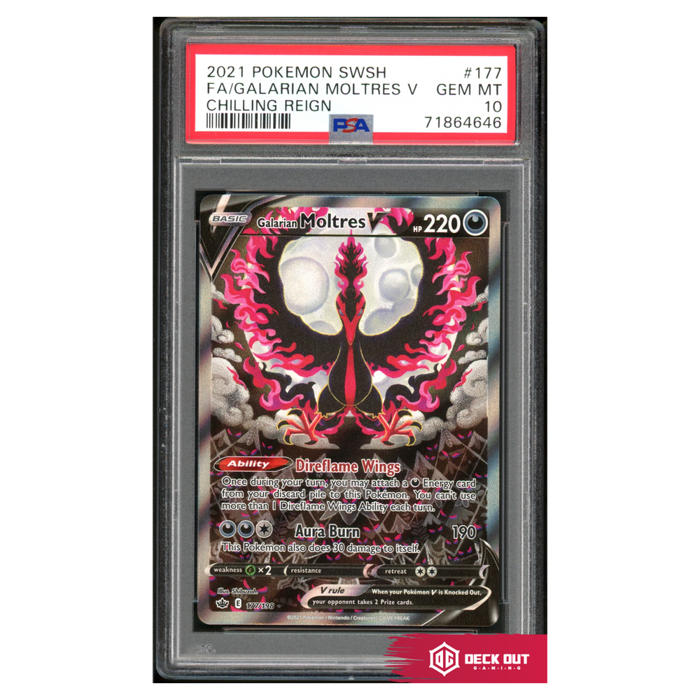 Galarian Moltres V - Chilling Reign - 177 - PSA 10 - 71864646 - Deck Out Gaming