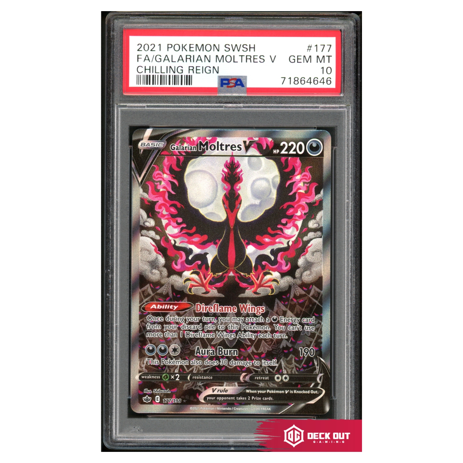 Galarian Moltres V - Chilling Reign - 177 - PSA 10 - 71864646 - Deck Out Gaming