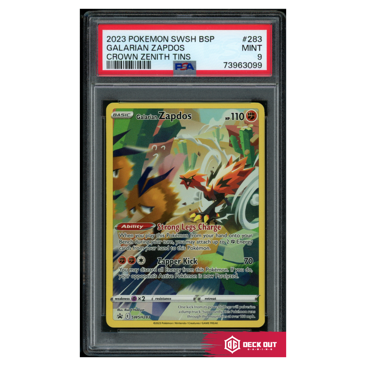 Galarian Zapdos - SWSH Promos - SWSH283 - PSA 9 - 73963099 - Deck Out Gaming