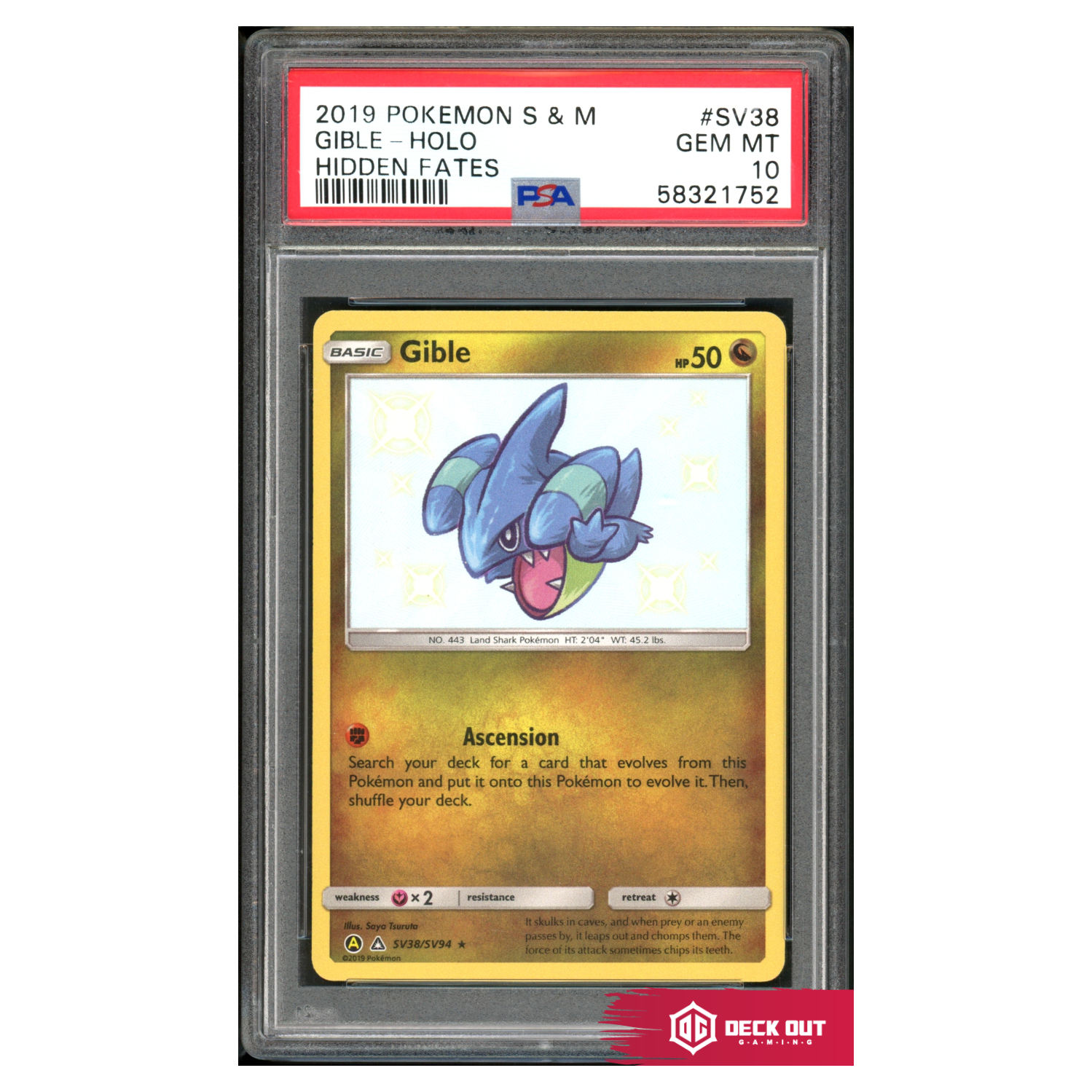 Gible - Hidden Fates - SV38 - PSA 10 - 58321752 - Deck Out Gaming