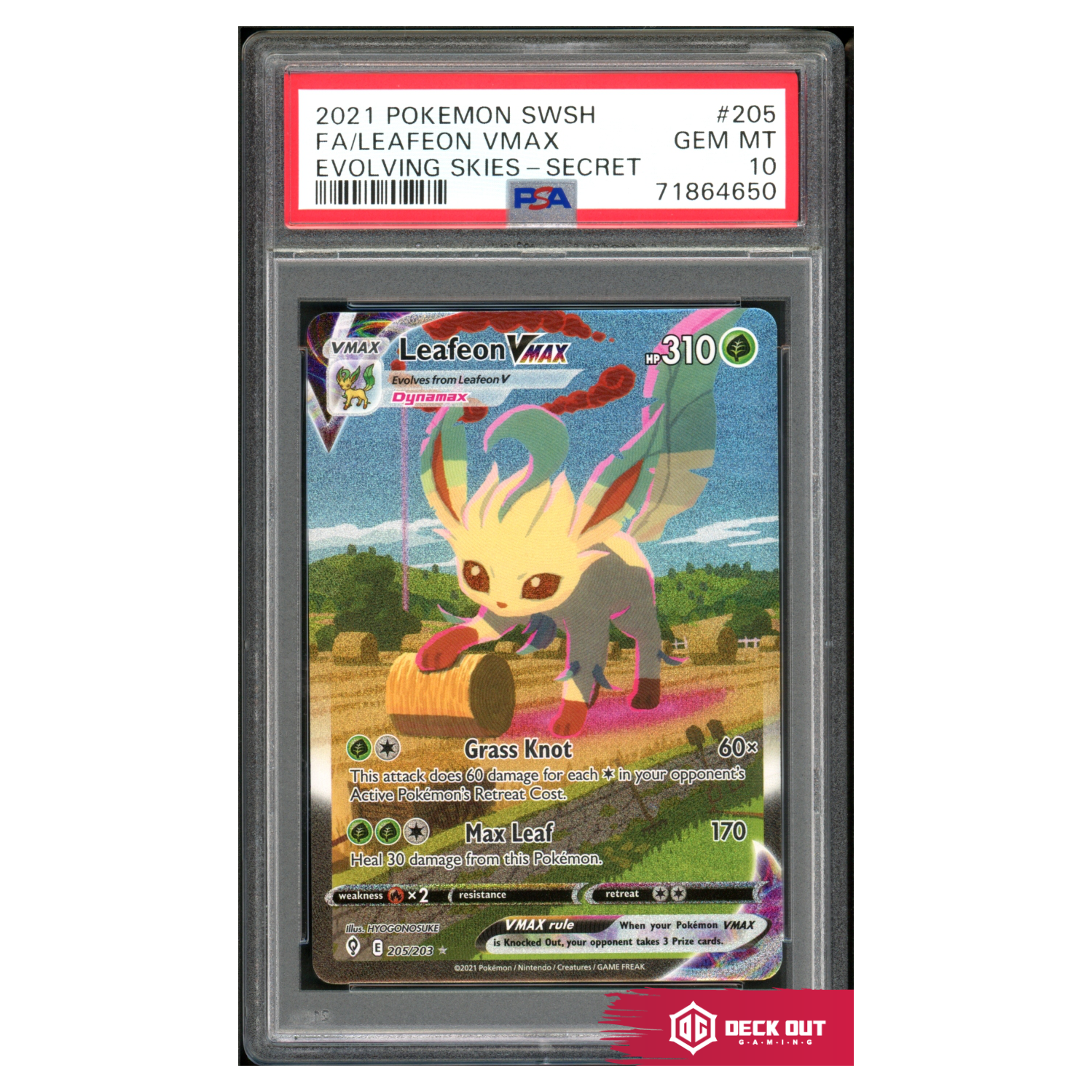 Leafeon VMAX - Evolving Skies - 205 - PSA 10 - 71864650 - Deck Out Gaming