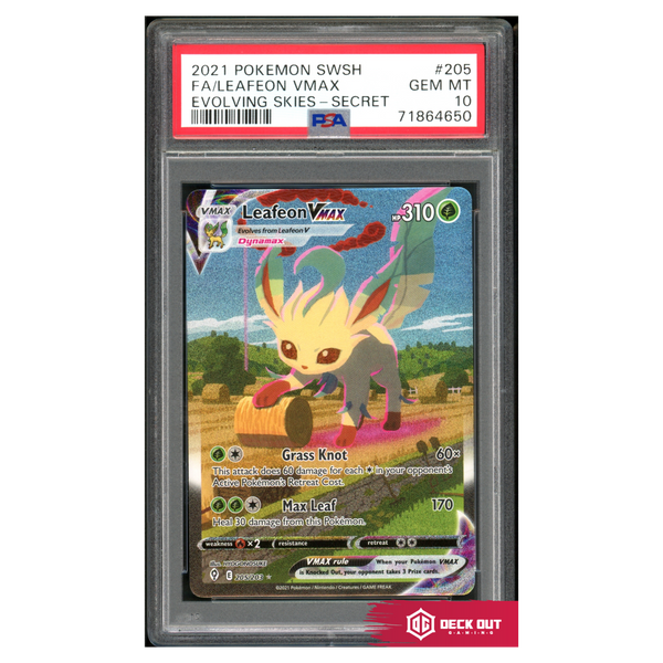 Leafeon VMAX - Evolving Skies - 205 - PSA 10 - 71864650 - Deck Out Gaming
