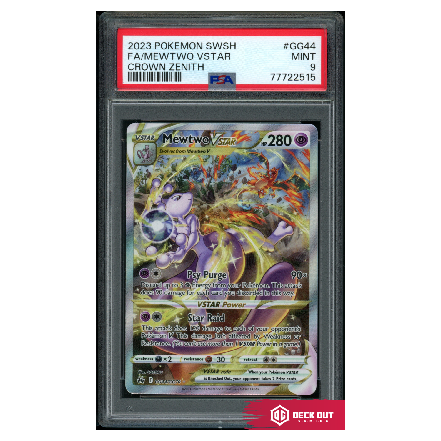 Mewtwo VSTAR - Crown Zenith - GG44 - PSA 9 - 77722515 - Deck Out Gaming