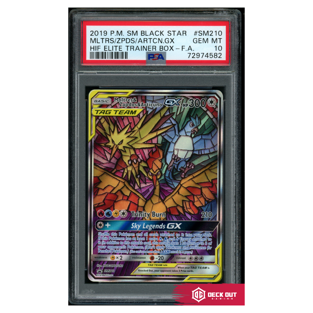 Moltres & Zapdos & Articuno GX - SM Promos - SM210 - PSA 10 - 72974582 - Deck Out Gaming