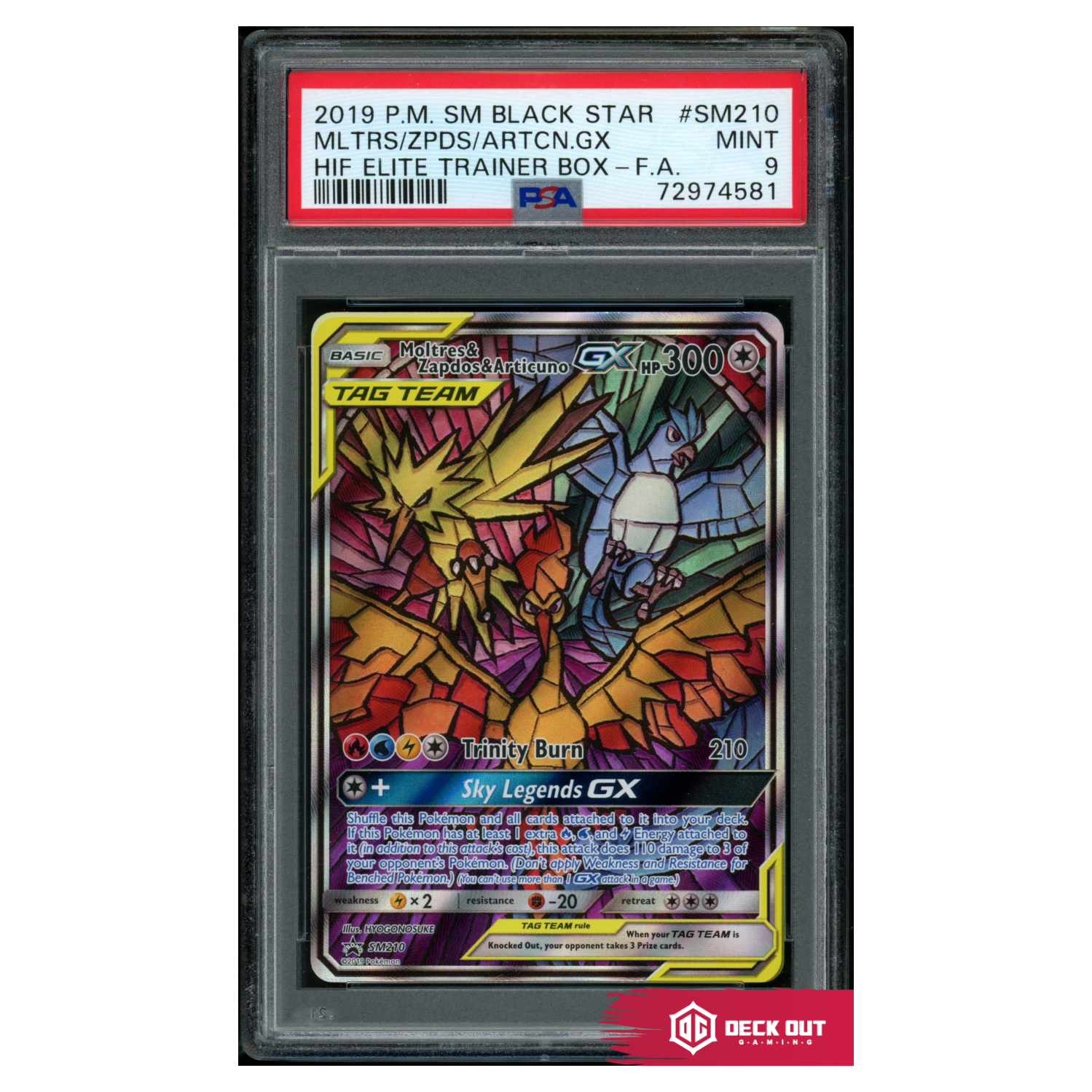 Moltres & Zapdos & Articuno GX - SM Promos - SM210 - PSA 9 - 72974581 - Deck Out Gaming