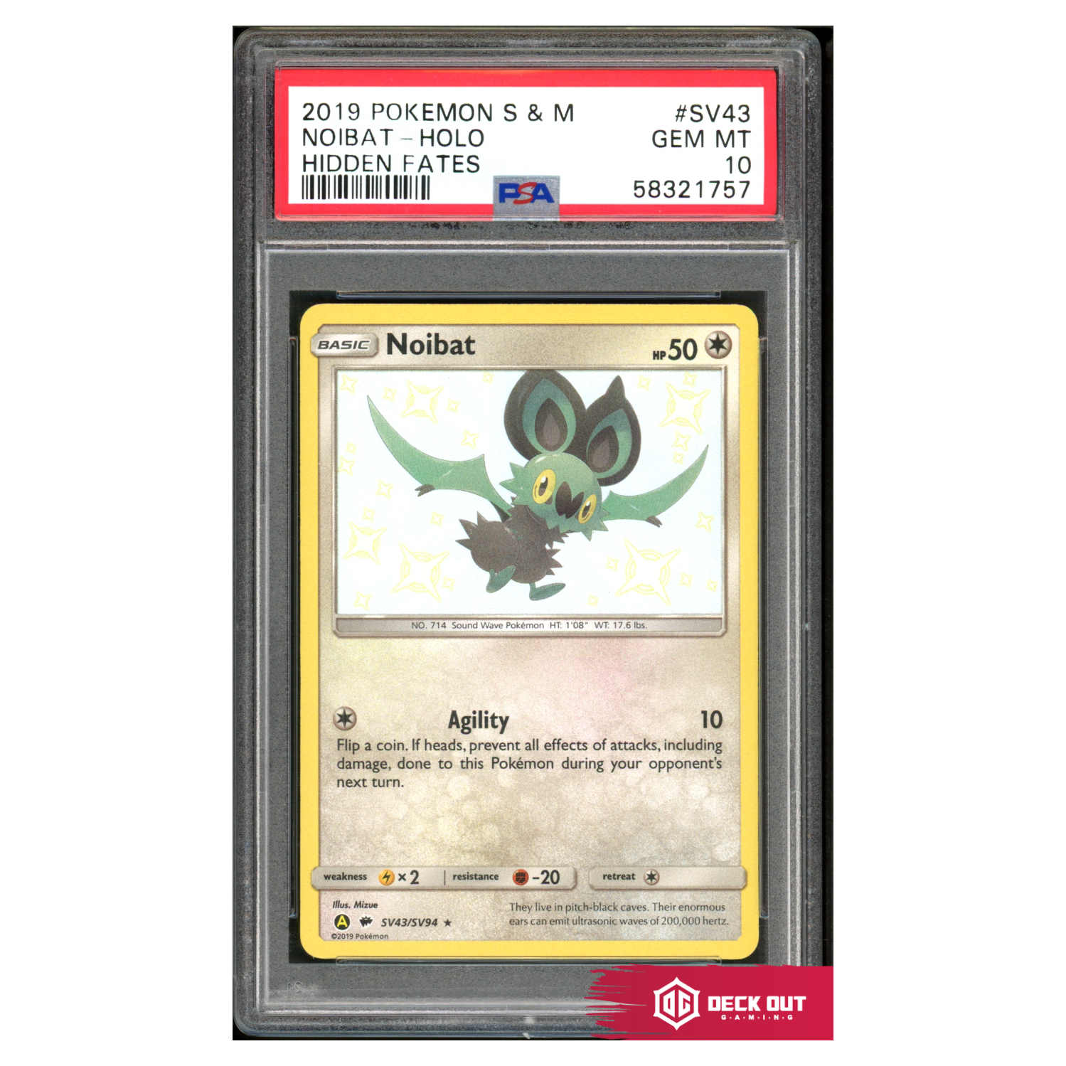 Noibat - Hidden Fates - SV43 - PSA 10 - 58321757 - Deck Out Gaming