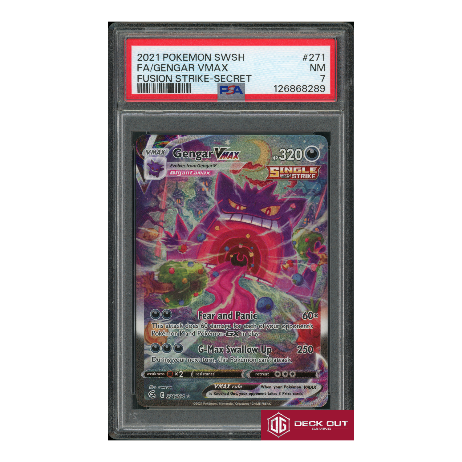 Gengar VMAX - Fusion Strike Secret Rare - 2021 Pokemon SWSH - 271 - PSA 7 - 126868289 - Deck Out Gaming