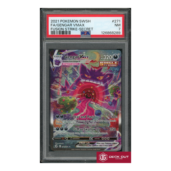 Gengar VMAX - Fusion Strike Secret Rare - 2021 Pokemon SWSH - 271 - PSA 7 - 126868289