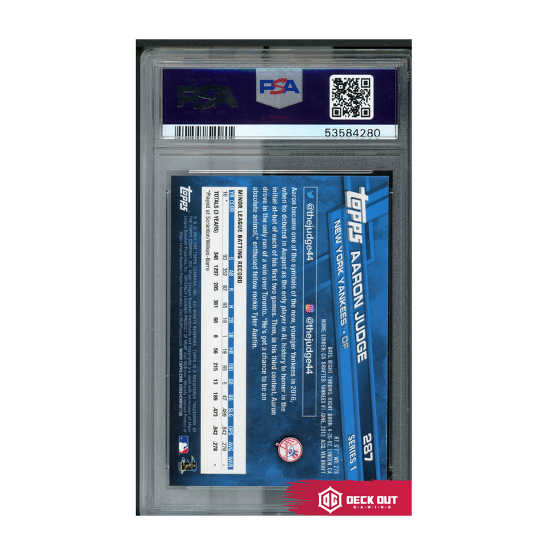 Aaron Judge (Catching) - 2017 Topps - 287 - PSA 10 - 53584280 - Deck Out Gaming