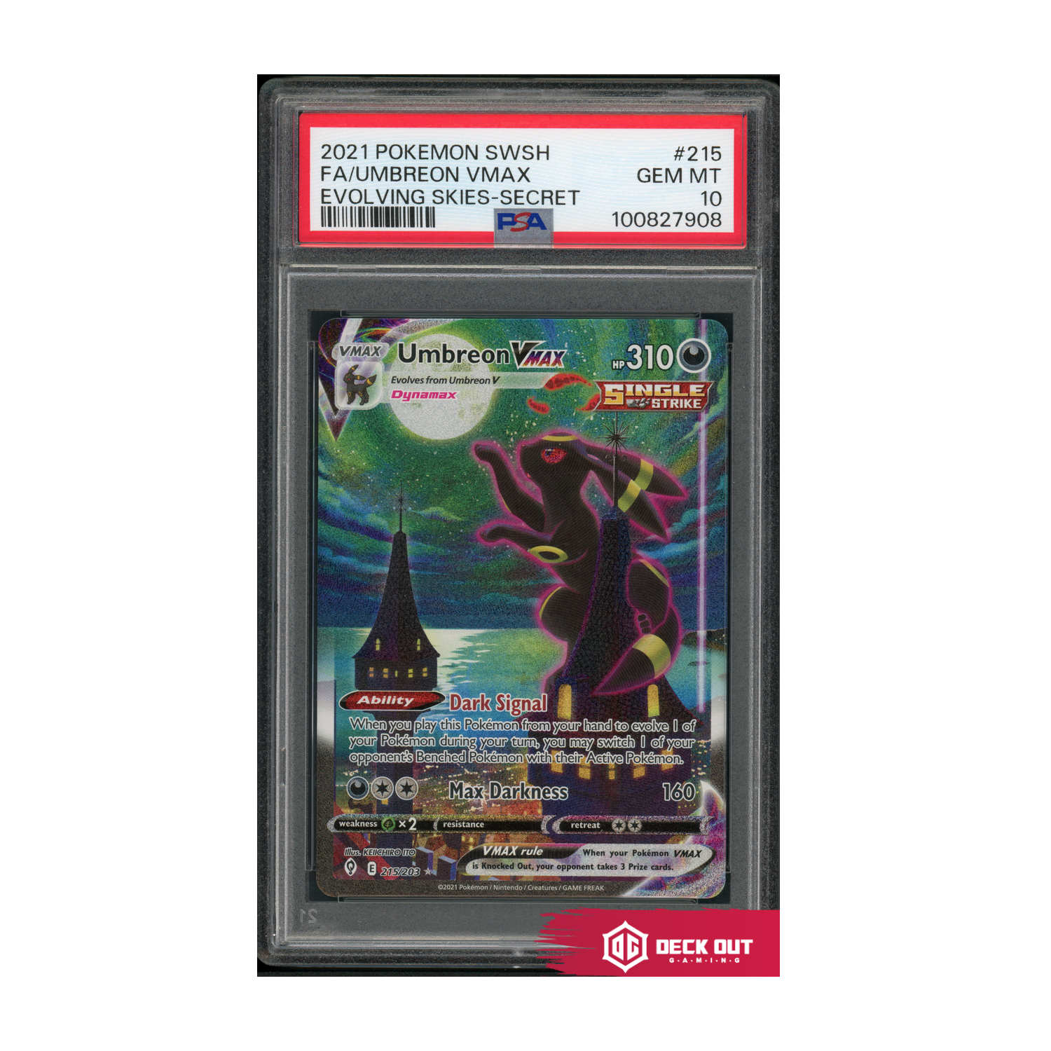 Umbreon VMAX - Evolving Skies - 215 - PSA 10 - 100827908 - Deck Out Gaming