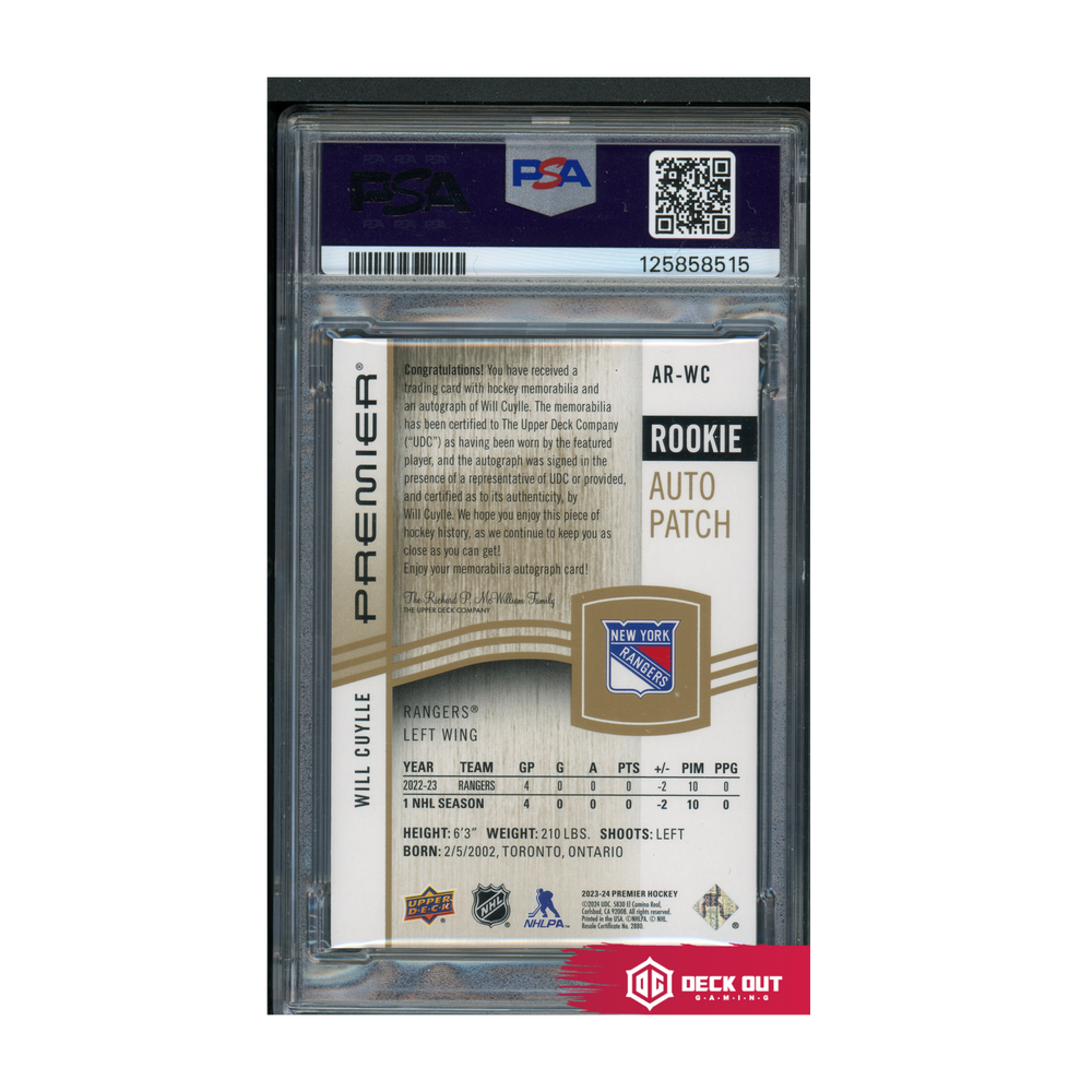 Will Cuylle - Acetate Rookie Auto Patch Gold - 62/65 - ARWC - PSA 8 - 125858515