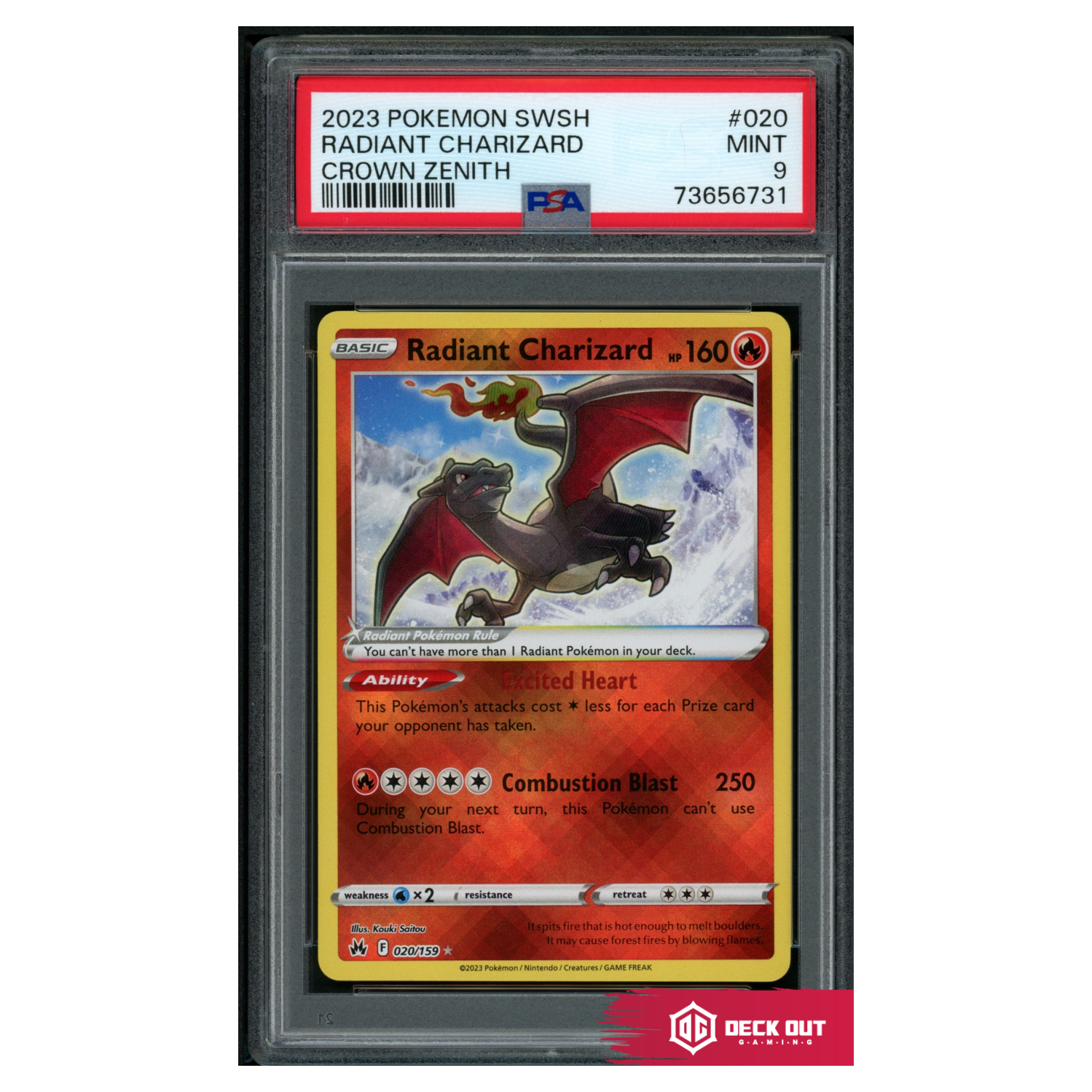 Radiant Charizard - Crown Zenith - 020 - PSA 9 - 73656731 - Deck Out Gaming