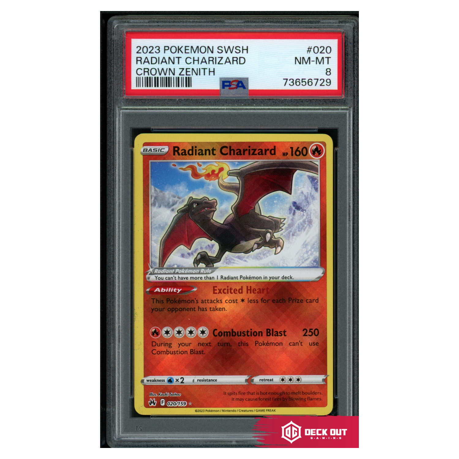 Radiant Charizard - Crown Zenith - 020 - PSA 8 - 73656729 - Deck Out Gaming