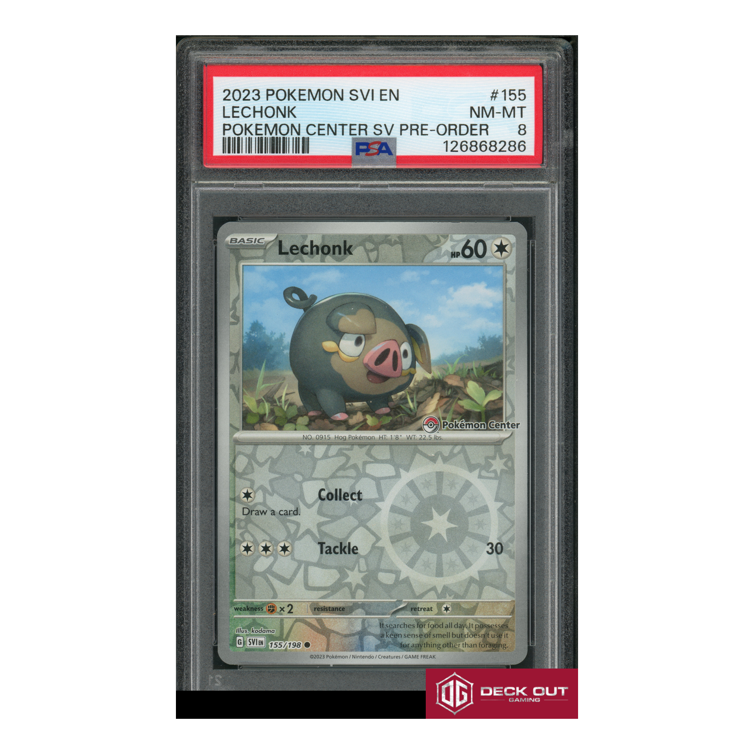 Lechonk - Pokemon Center SV Pre Order - 2023 Pokemon SVI EN - 155 - PSA 8 - 126868286