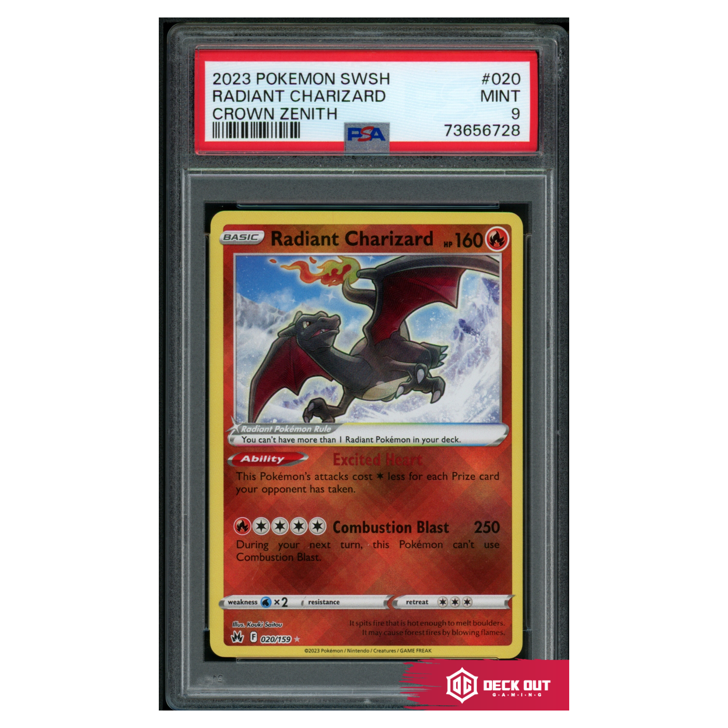 Radiant Charizard - Crown Zenith - 020 - PSA 9 - 73656728 - Deck Out Gaming