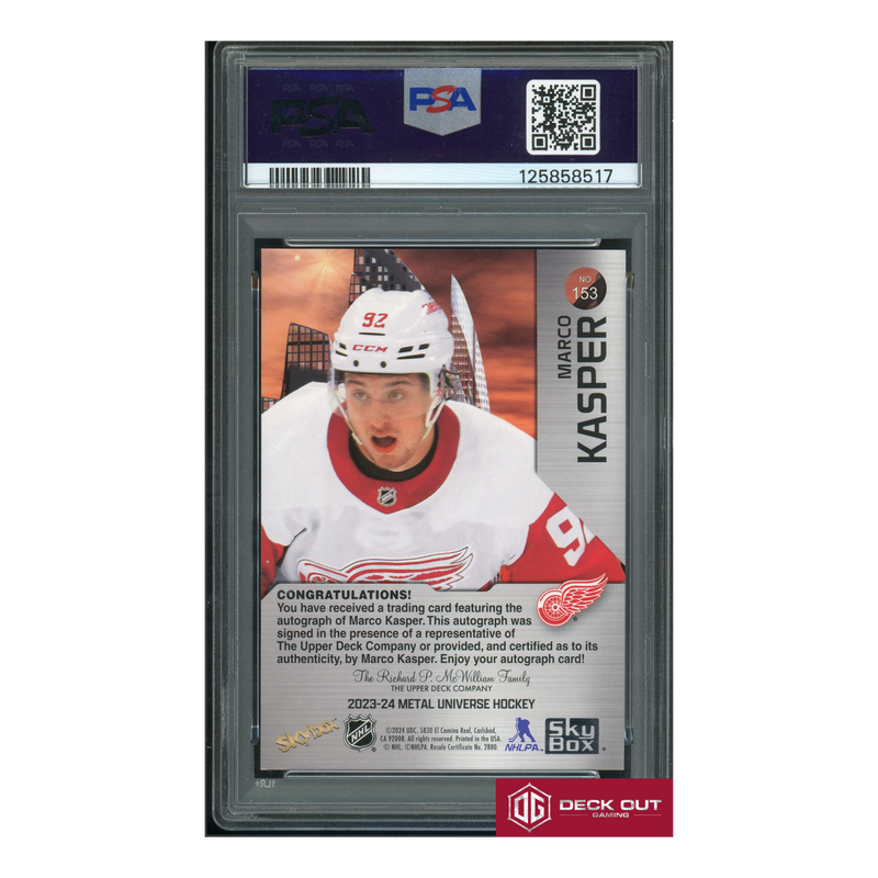 Marco Kasper - Rookie Autograph - 386/399 - 2023 Metal Universe - 153 - PSA 8 - 125858517-2