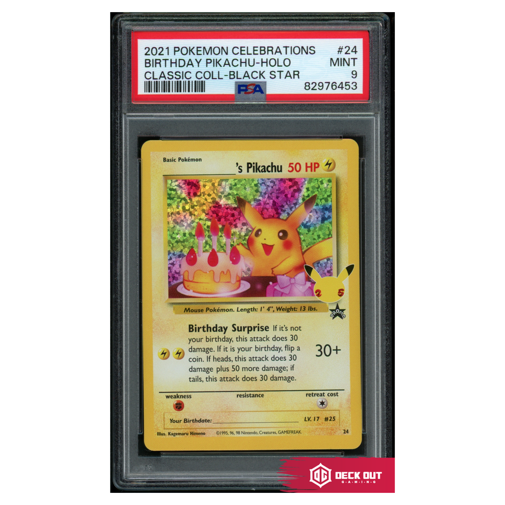 Birthday Pikachu - Celebrations Classic Collection - 24 - PSA 9 - 82976453 - Deck Out Gaming