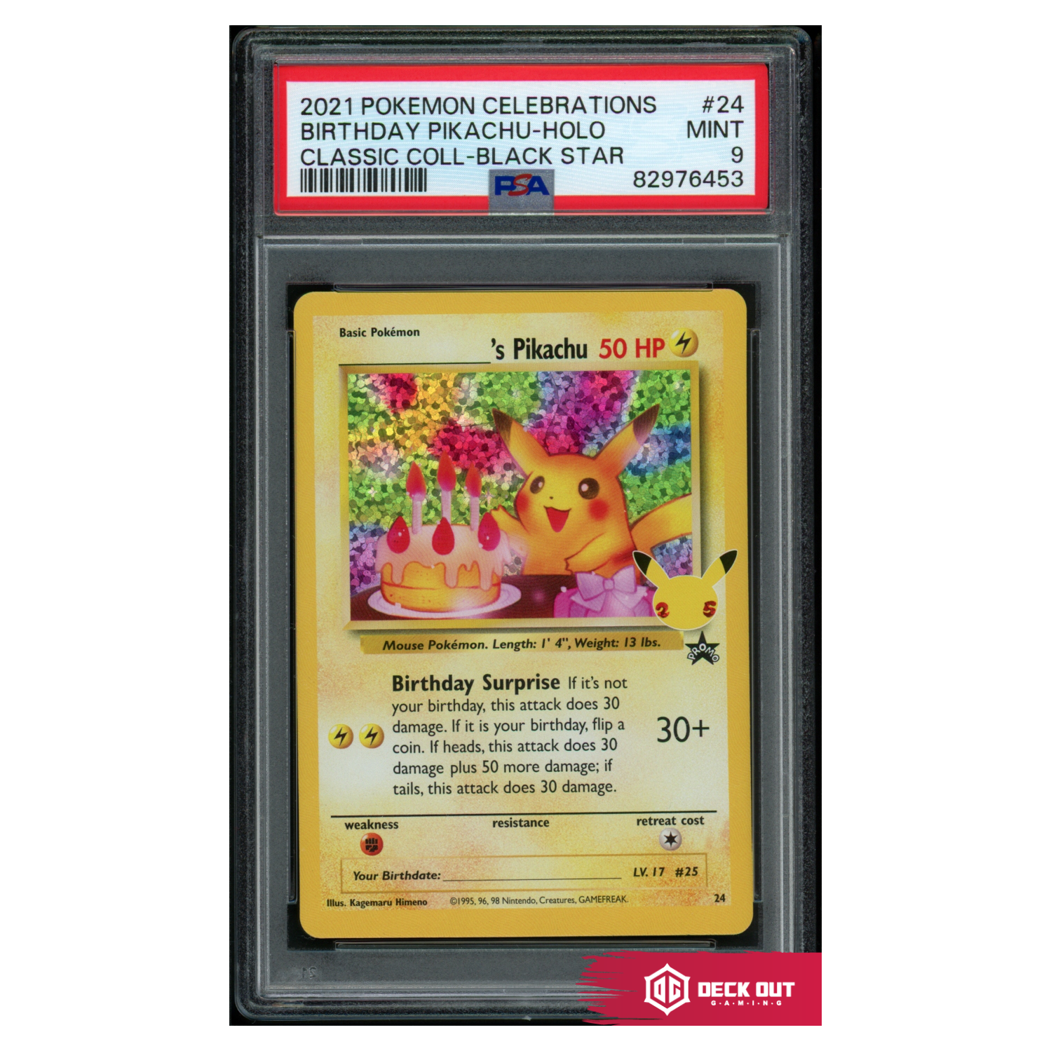 Birthday Pikachu - Celebrations Classic Collection - 24 - PSA 9 - 82976453 - Deck Out Gaming