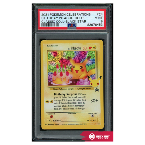 Birthday Pikachu - Celebrations Classic Collection - 24 - PSA 9 - 82976453 - Deck Out Gaming