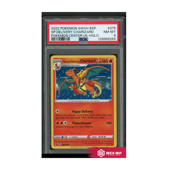 SP. Delivery Charizard - Pokemon Center UK-HOLO - 2022 Pokemon SWSH BSP - 075 - PSA 8 - 126868269 - Deck Out Gaming