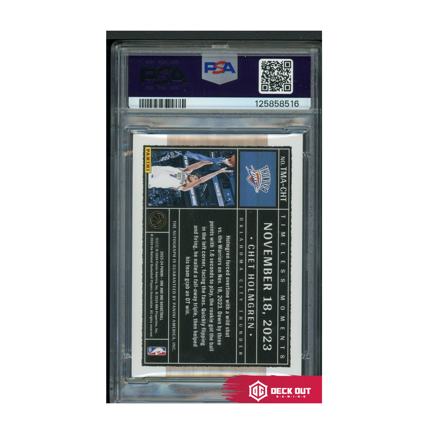 Chet Holmgren - Timeless Moments Auto Gold - 2023 Panini One And One - 9/10 - TMACHT - PSA 9 - 125858516