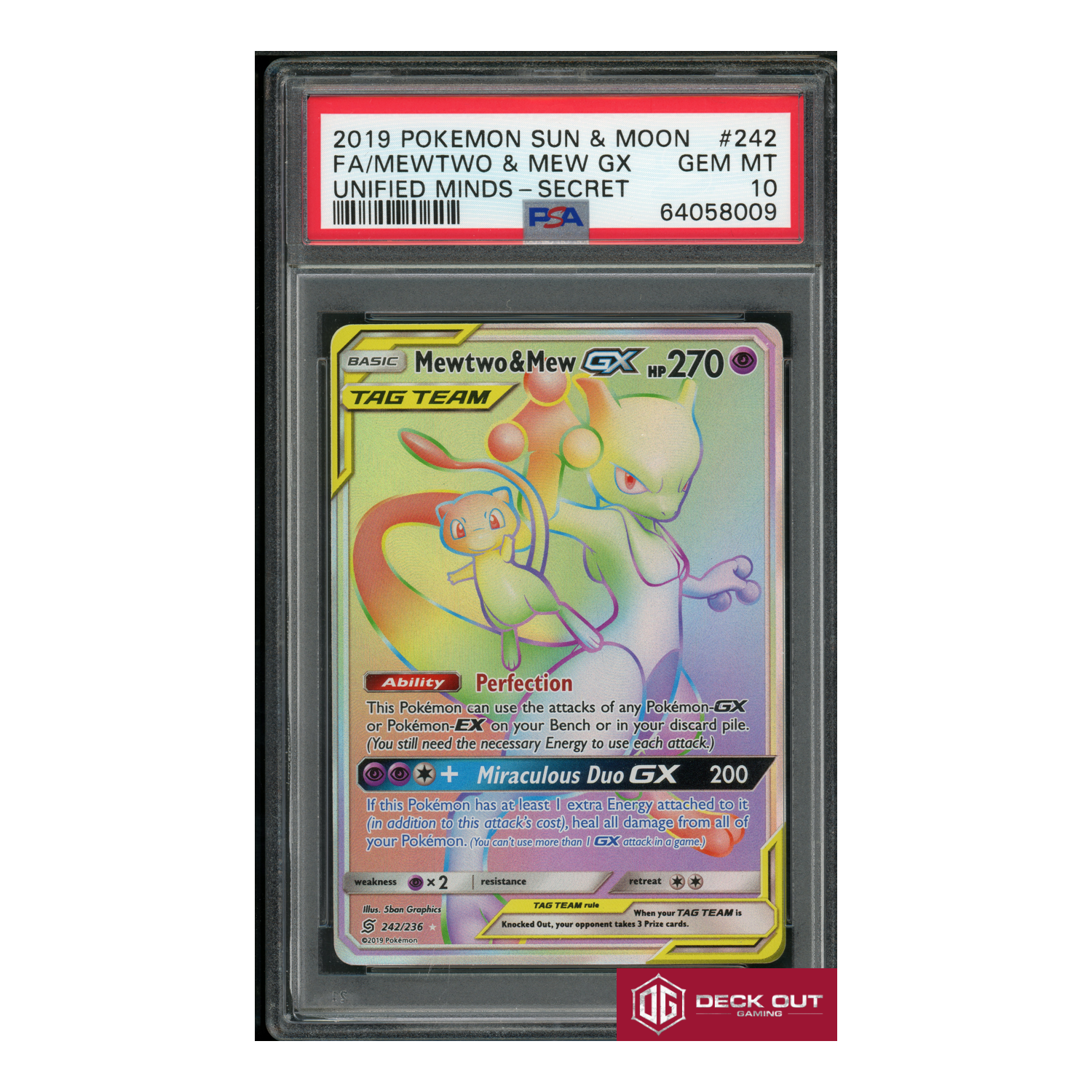 Mewtwo & Mew GX - PSA 10 - 64058009 - Unified Minds - #242