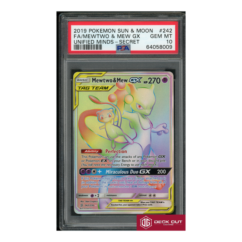 Mewtwo & Mew GX - PSA 10 - 64058009 - Unified Minds - #242-1