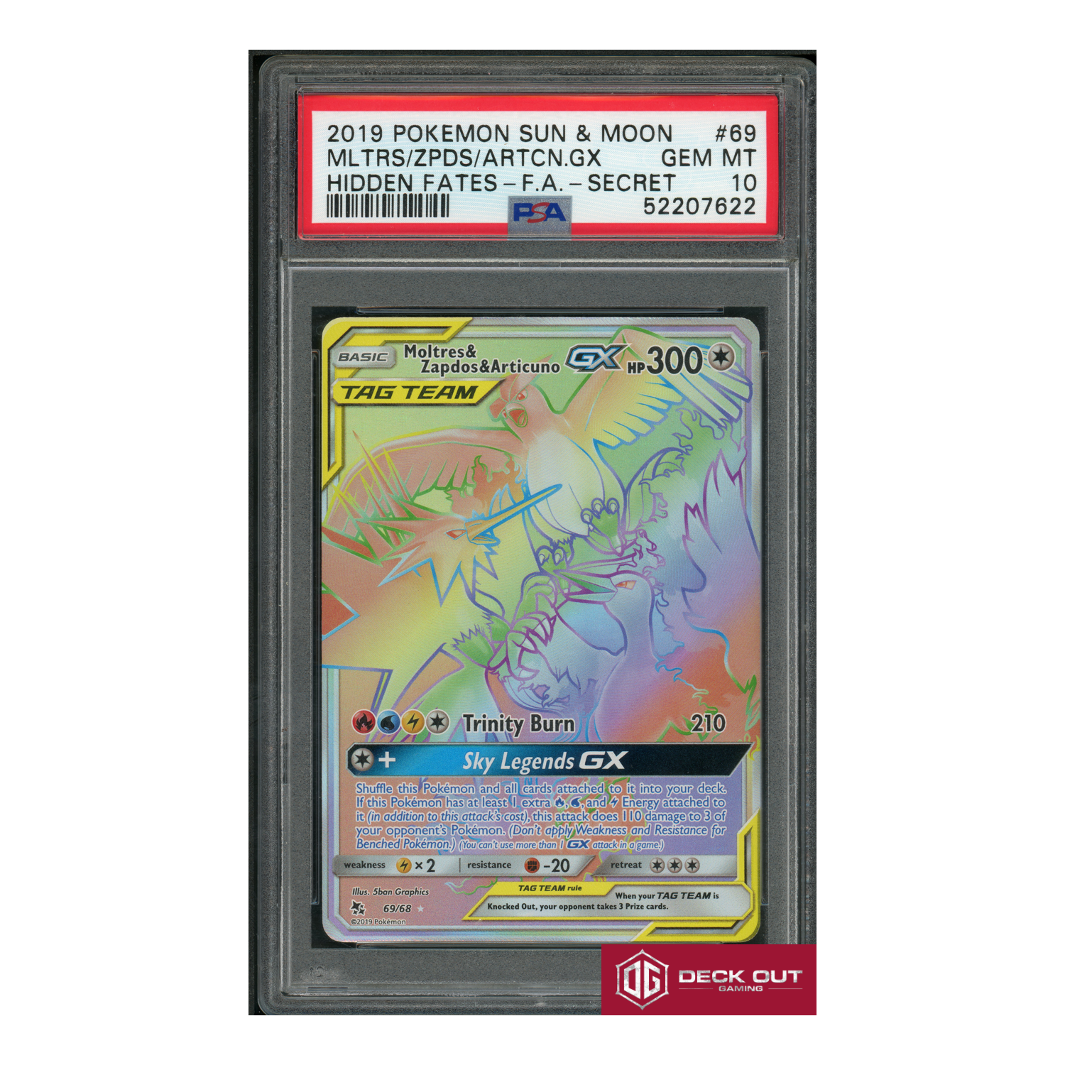 Moltres & Zapdos & Articuno GX - PSA 10 - 52207622 - Hidden Fates - #69-1