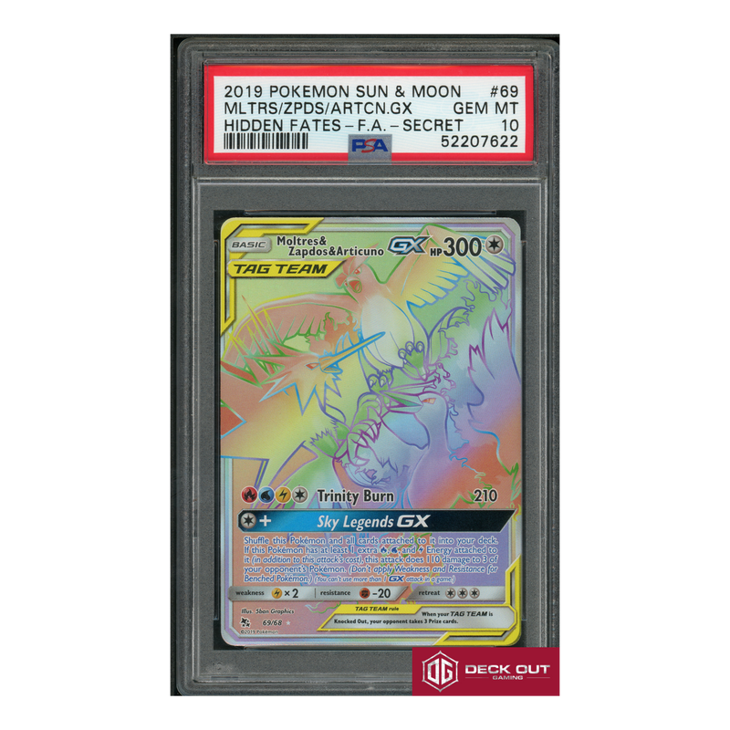 Moltres & Zapdos & Articuno GX - PSA 10 - 52207622 - Hidden Fates - #69-1