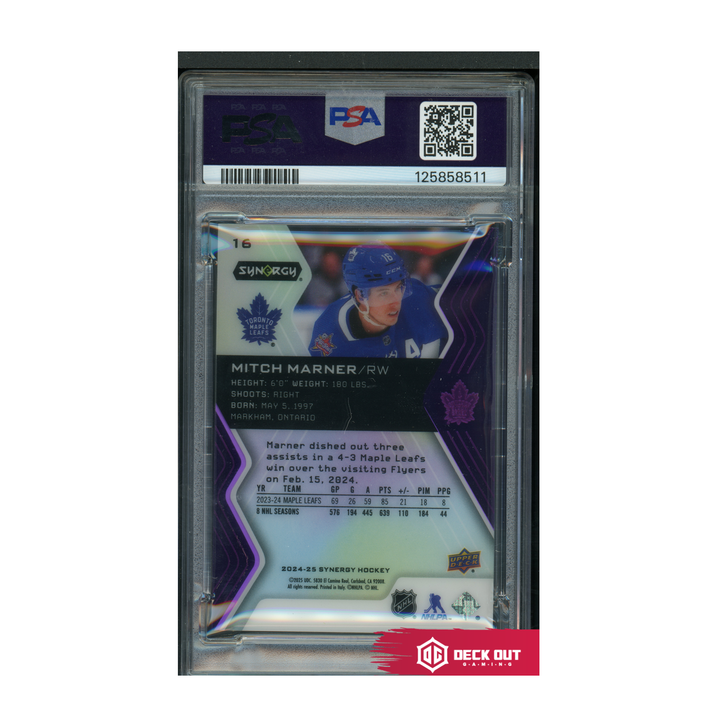Mitch Marner - Purple - 69/99 - 2024 Synergy - 16 - PSA 9 - 125858511 - Deck Out Gaming