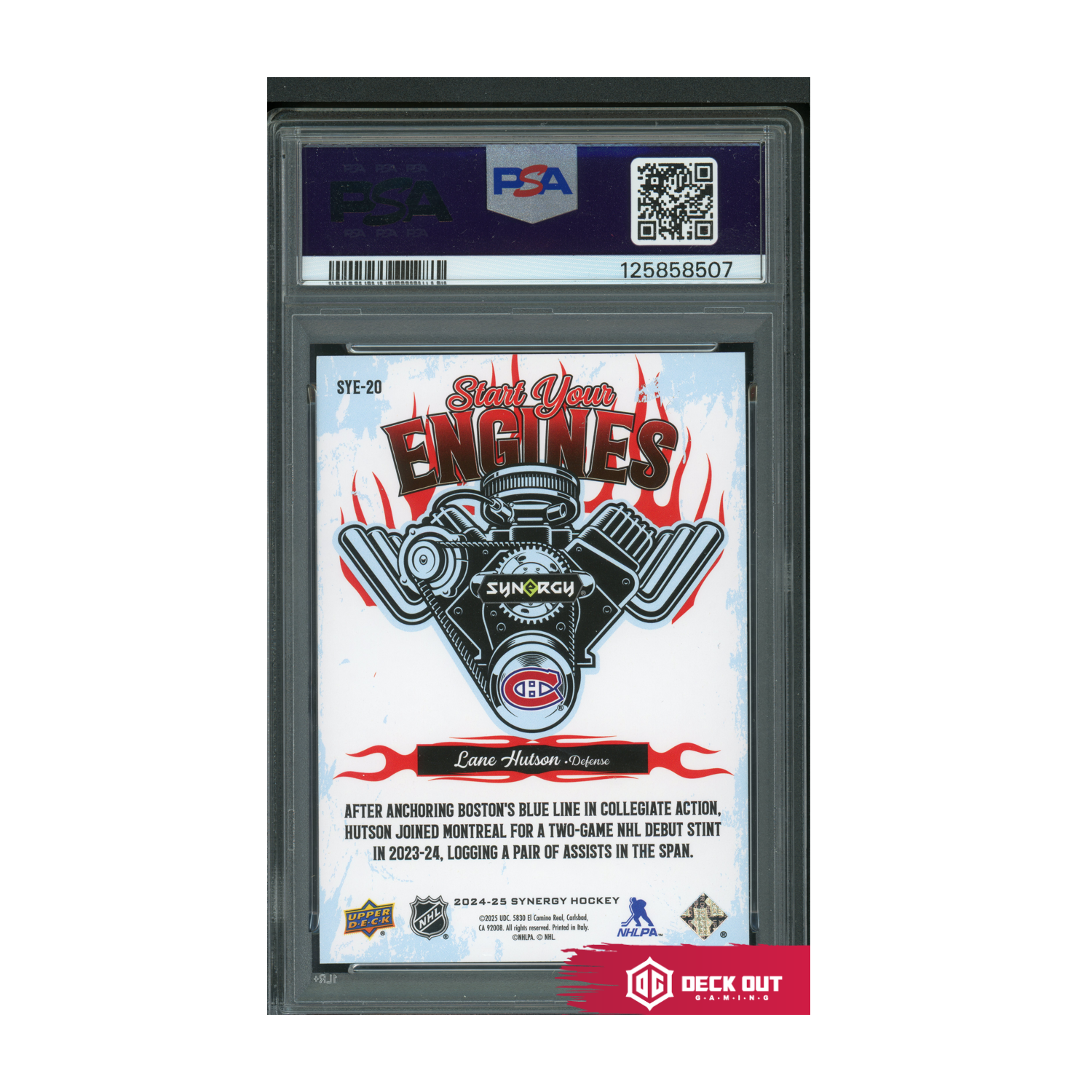 Lane Hutson [Silver Raywave] - Start Your Engines - 2024 Synergy - SYE20 - PSA 9 - 125858507 - Deck Out Gaming
