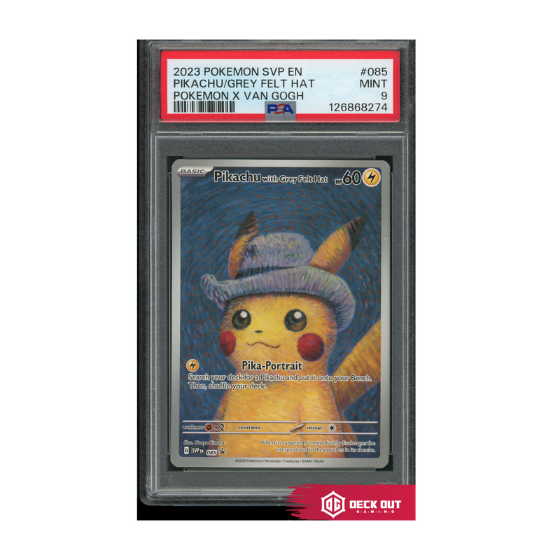 Pikachu Grey Felt Hat - Pokemon X Van Gogh - 2023 Pokemon SVP EN - 085 - PSA 9 - 126868274 - Deck Out Gaming