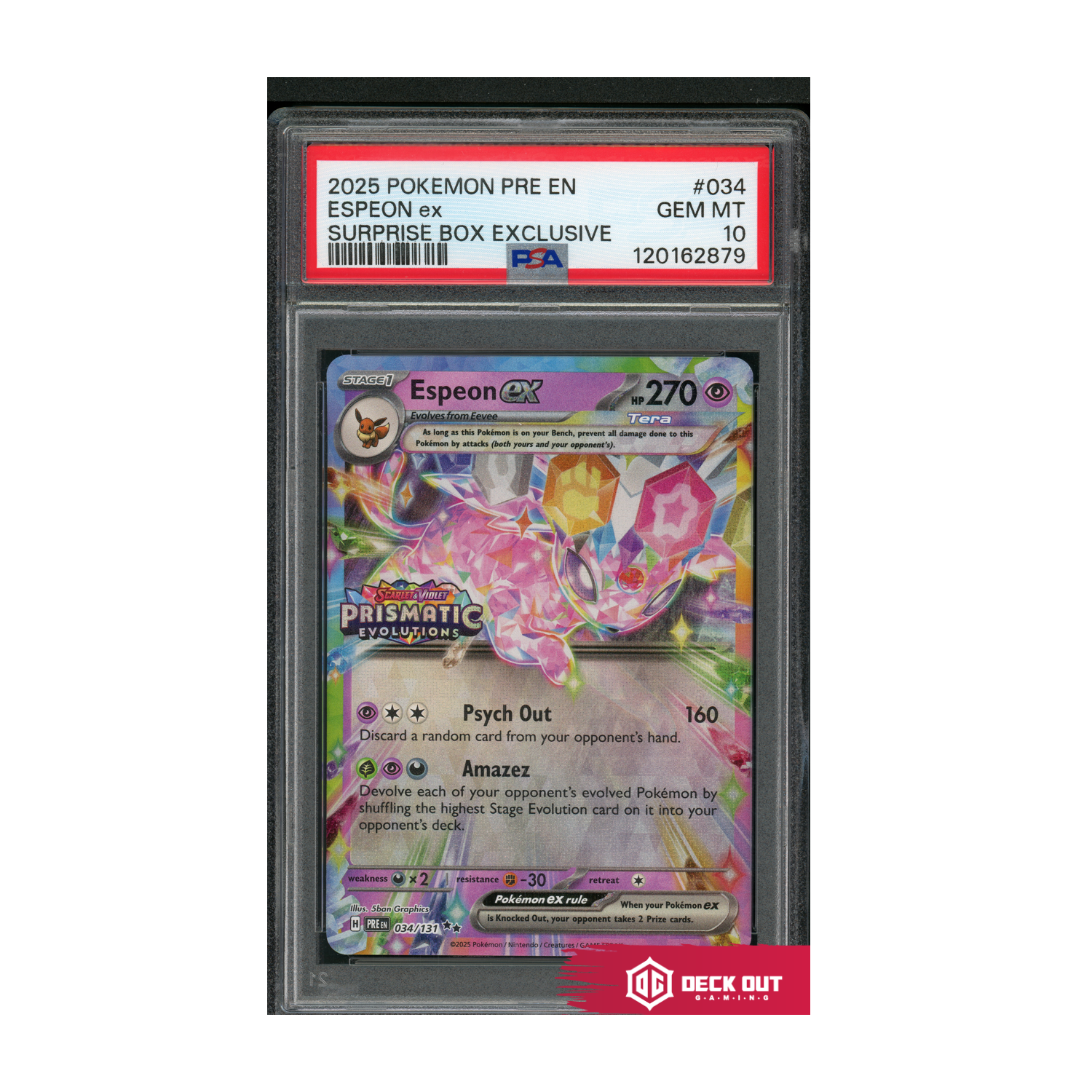 Espeon ex (Stamped) - Prismatic Evolutions - 034 - PSA 10 - 120162879 - Deck Out Gaming