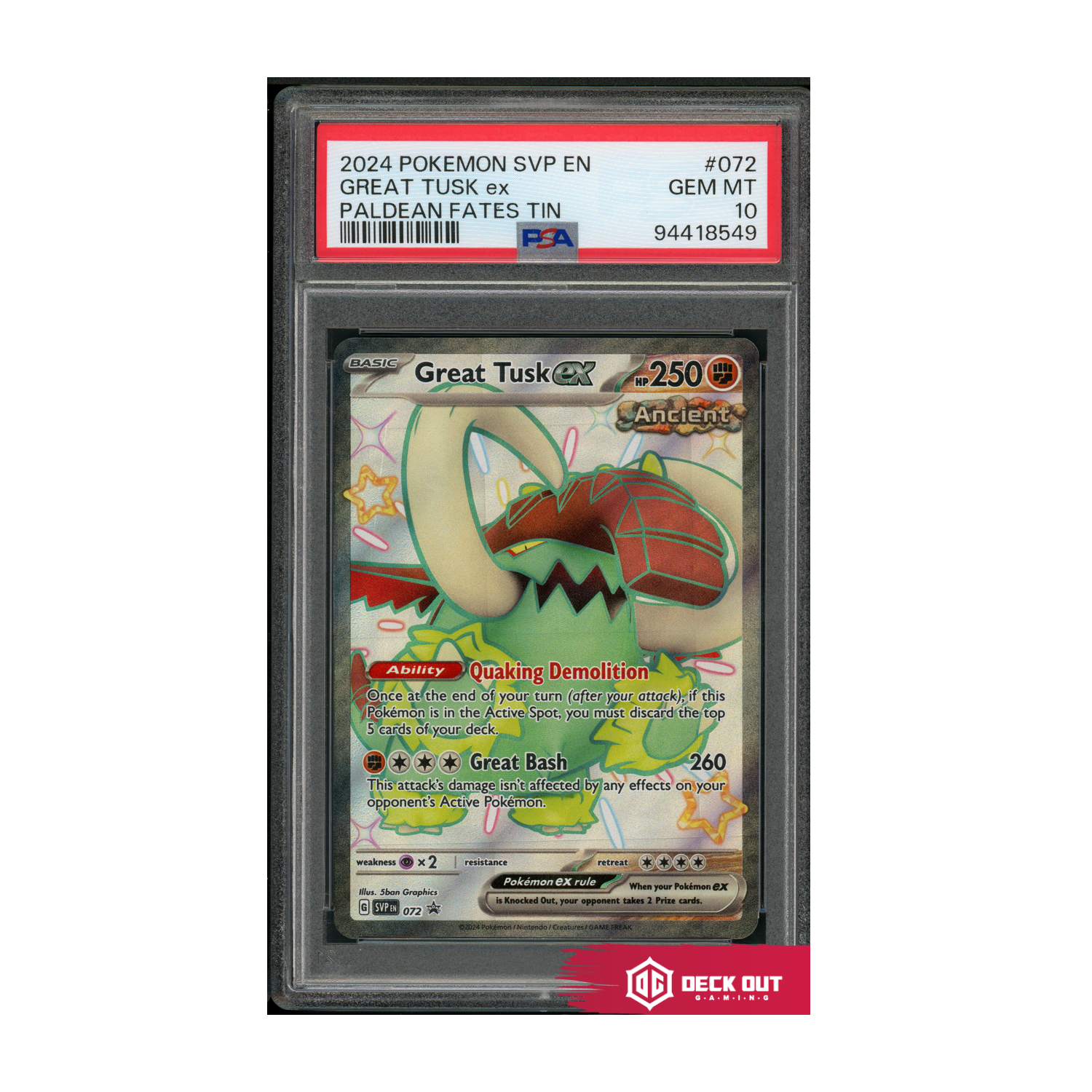 Great Tusk ex - SV Promos - SVP072 - PSA 10 - 94418549 - Deck Out Gaming