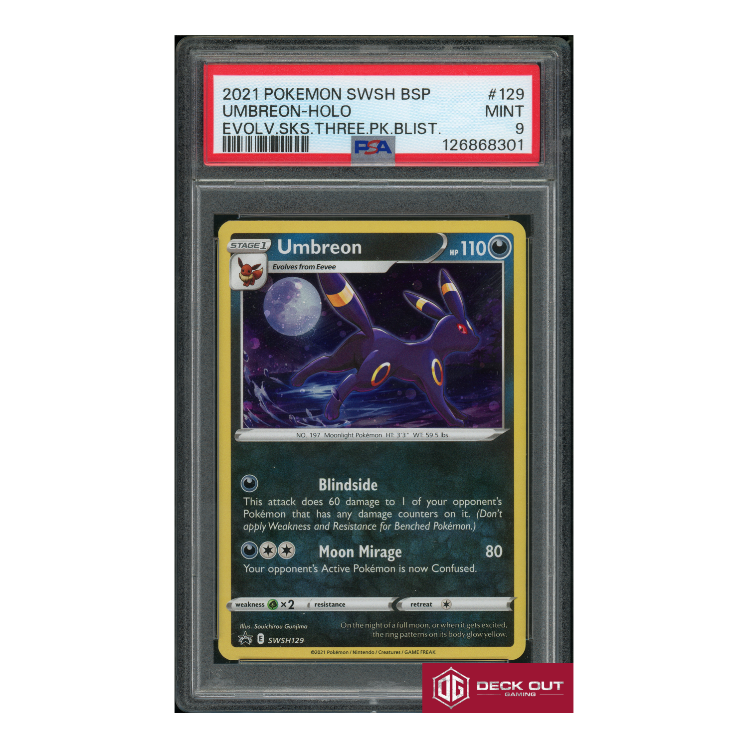 Umbreon Holo - Evolv Sks Three PK Blist - 2021 Pokemon SWSH BSP - 129 - PSA 9 - 126868301-1