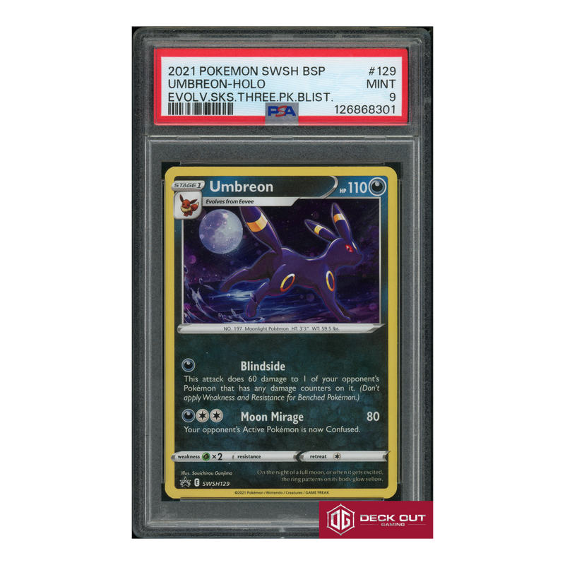 Umbreon Holo - Evolv Sks Three PK Blist - 2021 Pokemon SWSH BSP - 129 - PSA 9 - 126868301-1