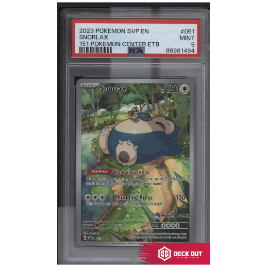 Snorlax (Pokemon Center) - SV Promos - SVP051 - PSA 9 - 86981494 - Deck Out Gaming