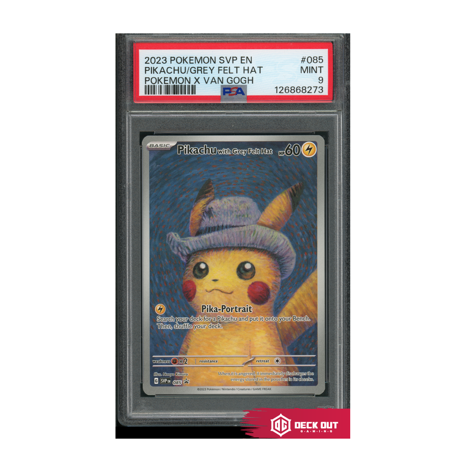 Pikachu Grey Felt Hat - Pokemon X Van Gogh - 2023 Pokemon SVP EN - 085 - PSA 9 - 126868273 - Deck Out Gaming