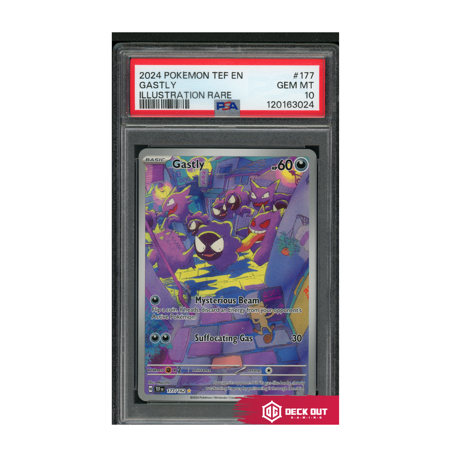 Gastly - Illustration Rare - 2024 Pokemon TEF EN - 177 - PSA 10 - 120163024 - Deck Out Gaming