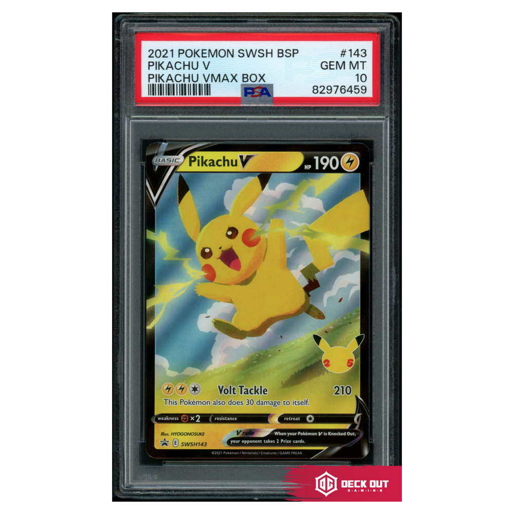 Pikachu V - SWSH Promos - SWSH143 - PSA 10 - 82976459 - Deck Out Gaming