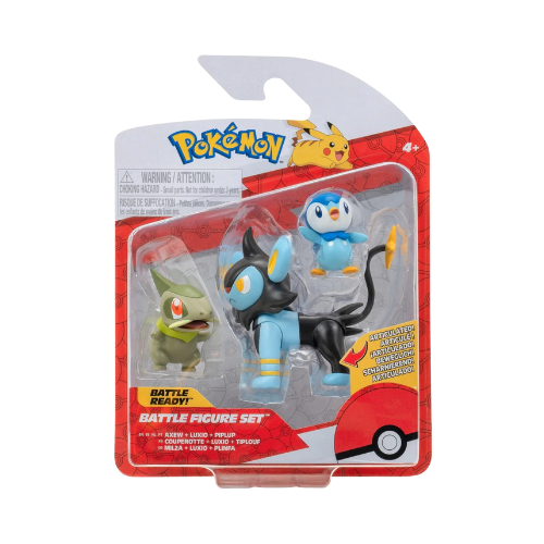 Pokemon Battle Figure Set - Axew, Luxio, Piplup - Deck Out Gaming