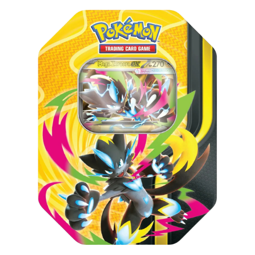 Pokemon - Mega Forces Tin - Mega Zeraora ex (Limit 2 Per Person) (Pre-Order Ships August 28 2026) - Deck Out Gaming