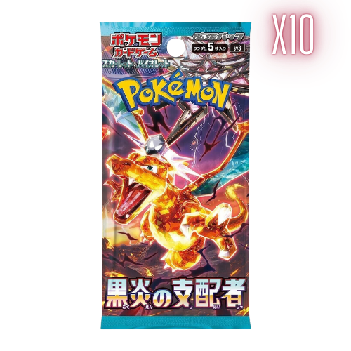 Pokemon Ruler Of The Black Flame Japanese Booster Pack Bundle - 10 Packs