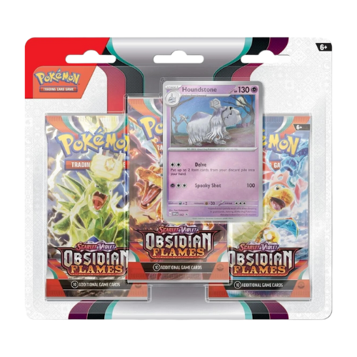 Pokemon SV Obsidian Flames 3-Pack Blister - Houndstone - Deck Out Gaming