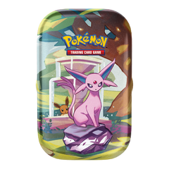 Pokemon SV Prismatic Evolutions Mini Tin - Espeon (No Sealed Displays) (Limit 1 Per Person) - Deck Out Gaming