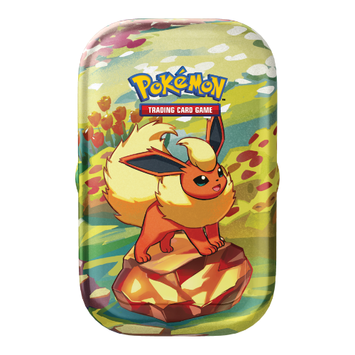 Pokemon SV Prismatic Evolutions Mini Tin - Flareon (No Sealed Displays) (Limit 1 Per Person) - Deck Out Gaming