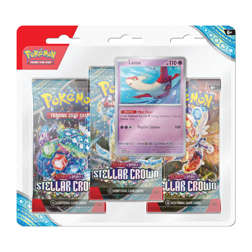 Pokemon SV Stellar Crown 3-Pack Blister - Latias (Pre-Order Ships September 13 2024) - Deck Out Gaming