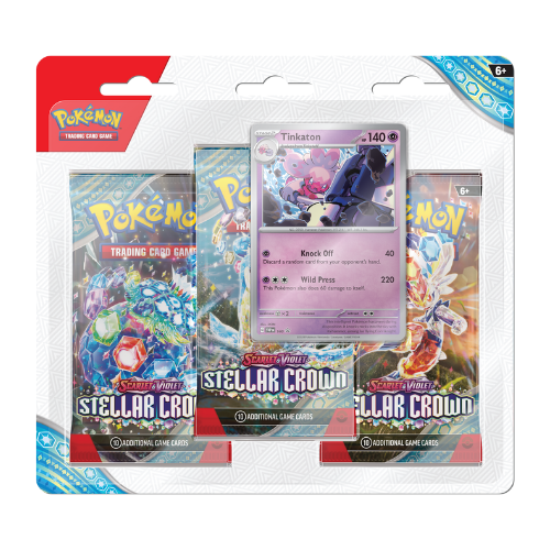 Pokemon SV Stellar Crown 3-Pack Blister - Tinkaton (Pre-Order Ships September 13 2024) - Deck Out Gaming