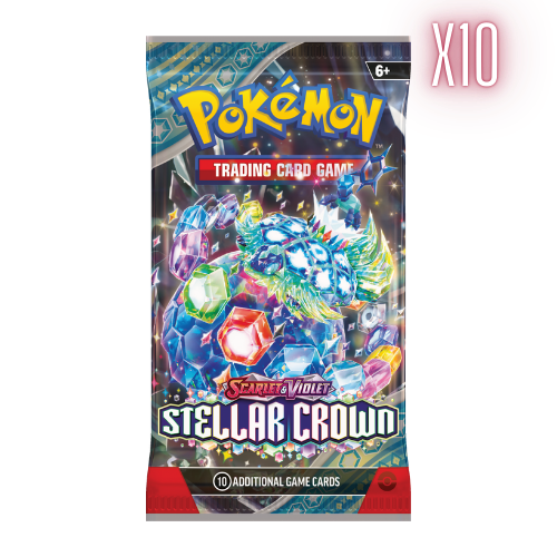 Pokemon SV Stellar Crown Booster Pack Bundle - 10 Packs (Random Arts)